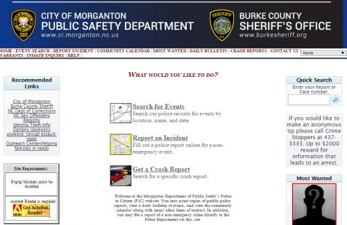 Screenshot of Police to Citizen Website