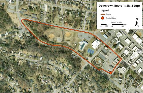 Aerial image of Run/Walk Downtown Route 1
