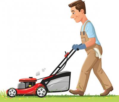 Person Mowing Grass