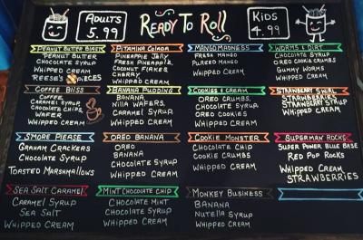 Toasted and Rolled ice cream menu