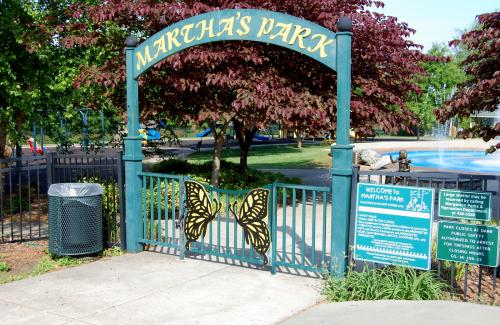 Martha's Park gate with butterfly design